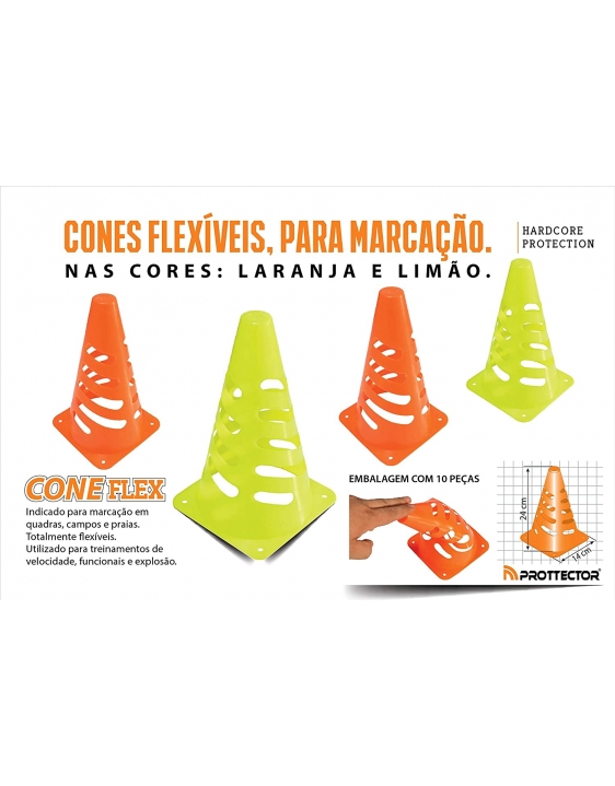 CONE ESPORTIVO  FLEXÍVEL 10 UNIDADES PROTTECTOR